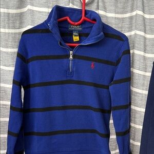 Polo by Ralph Lauren Men's Blue and Black Zip-Up Sweater kids size 5